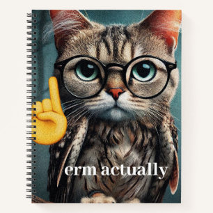 Erm eigentlich.. Nerd Cat Meme Notizbuch