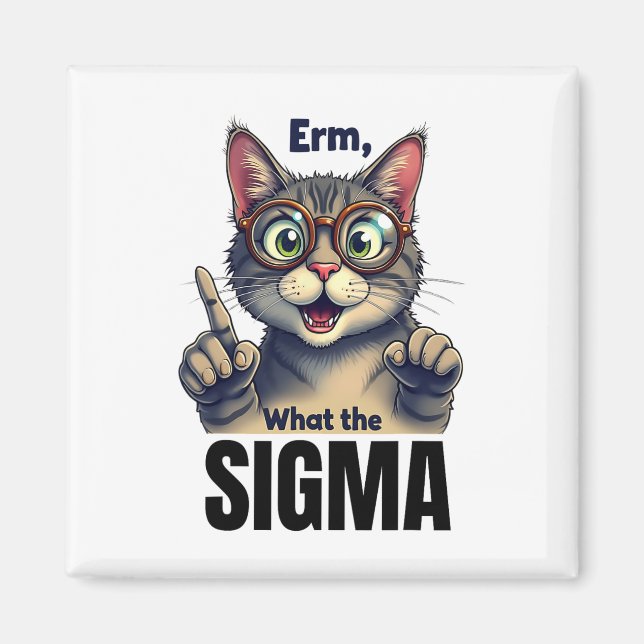 Erm was Sigma Funny Cat liebt Magnet (Vorne)