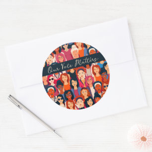 Ermächtigte Frauen Wählen Leere Innenseite Karte Runder Aufkleber