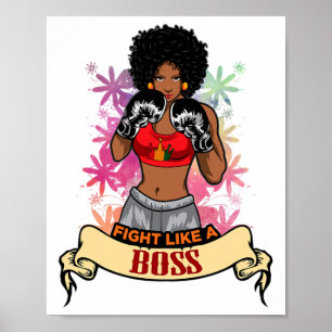 Ermächtigte schwarze Frau Boxen Magic Kickboxen Mä Poster