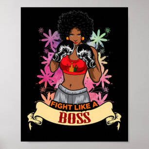 Ermächtigte Schwarze Frau Boxen Magie Kickboxen Mä Poster