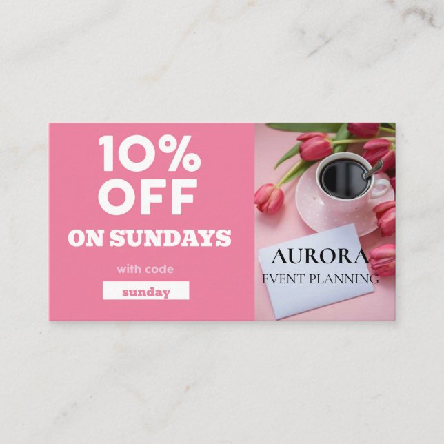 Ermäßigung bei der Veranstaltungsplanung Visitenkarte (Vorderseite)