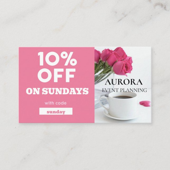 Ermäßigung bei der Veranstaltungsplanung Visitenkarte (Vorderseite)