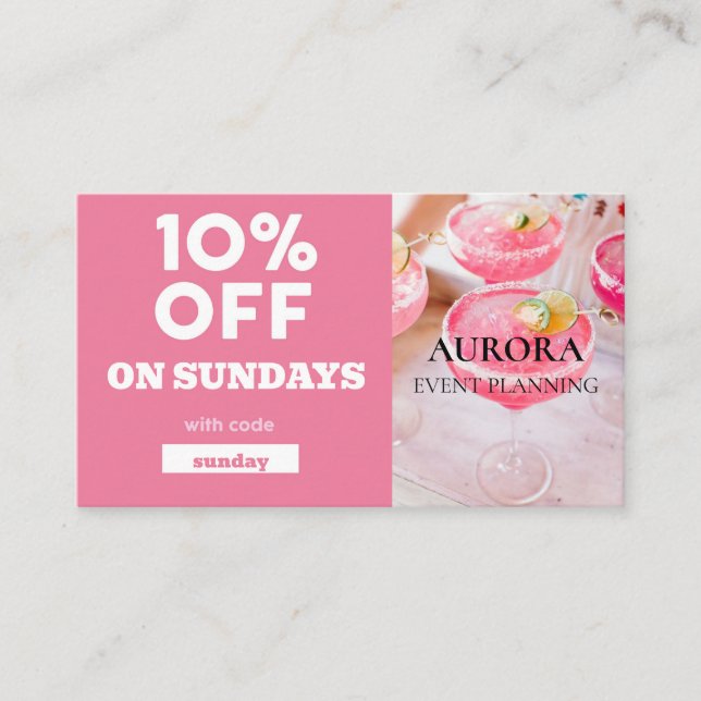 Ermäßigung bei der Veranstaltungsplanung Visitenkarte (Vorderseite)