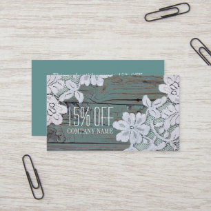 Ermäßigung für rustikales Weißspitzen Aquamarines Visitenkarte