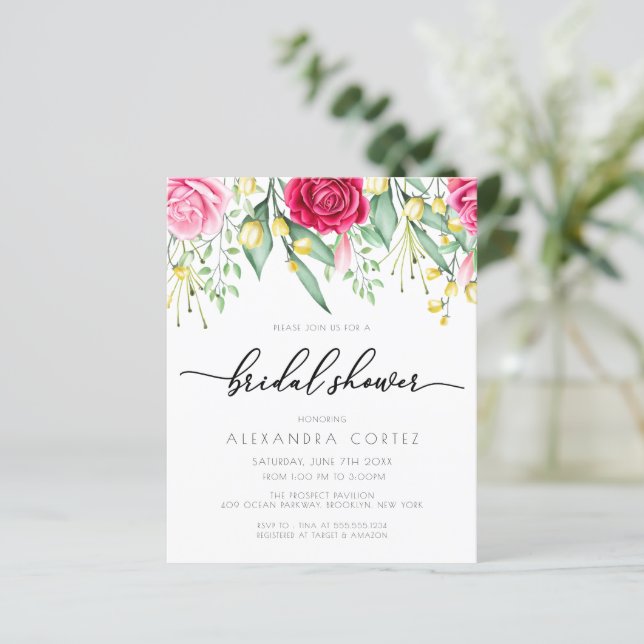 Ermäßigung Rot und Rosa Rose Botanisches Brautpart (Stehend Vorderseite)