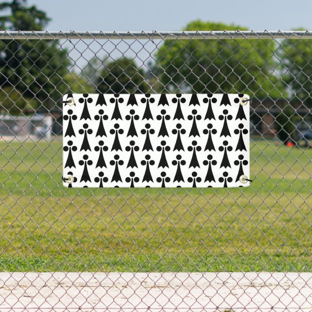 Ermine Pattern, mittelalterliches Muster, Schwarz  Banner (Insitu)