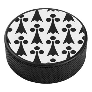 Ermine Pattern, mittelalterliches Muster, Schwarz Eishockey Puck