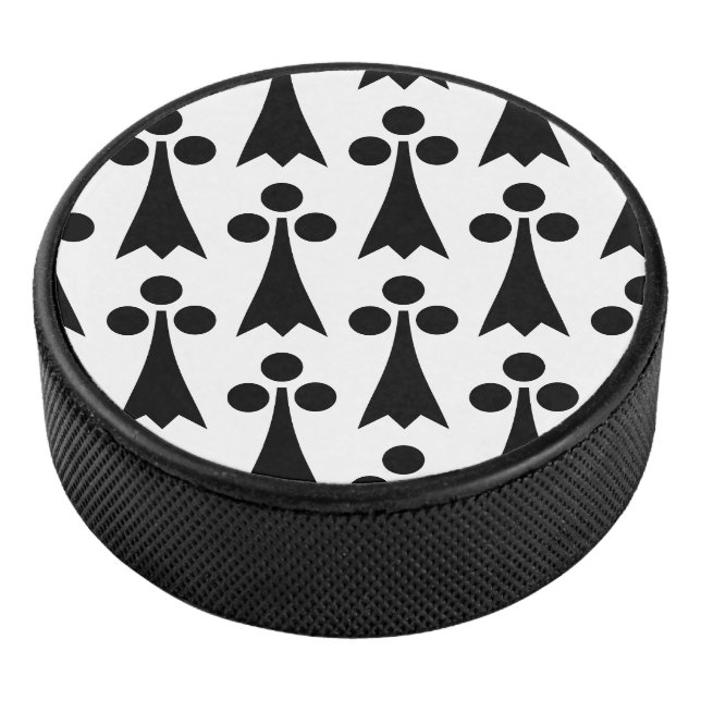 Ermine Pattern, mittelalterliches Muster, Schwarz  Eishockey Puck (3/4)