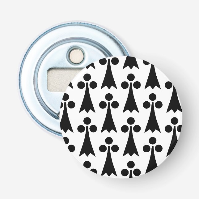 Ermine Pattern, mittelalterliches Muster, Schwarz  Flaschenöffner (Vorderseite)