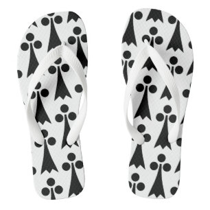 Ermine Pattern, mittelalterliches Muster, Schwarz Flip Flops