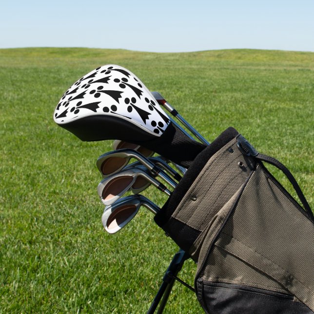 Ermine Pattern, mittelalterliches Muster, Schwarz  Golf Headcover (In SItu)