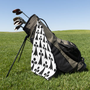 Ermine Pattern, mittelalterliches Muster, Schwarz  Golfhandtuch