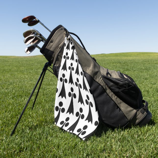 Ermine Pattern, mittelalterliches Muster, Schwarz  Golfhandtuch (Gras)