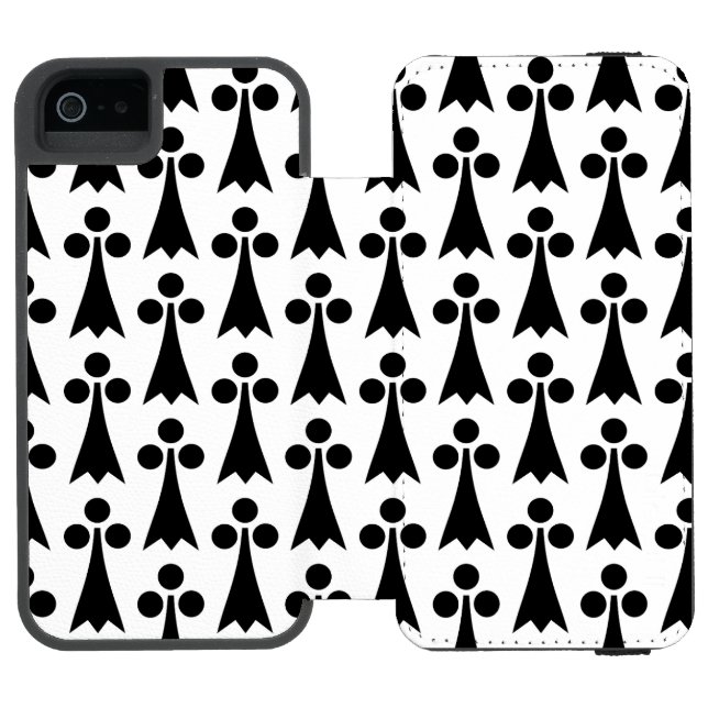 Ermine Pattern, mittelalterliches Muster, Schwarz  Incipio iPhone Geldbeutel-Hülle (Folio Geöffnet)