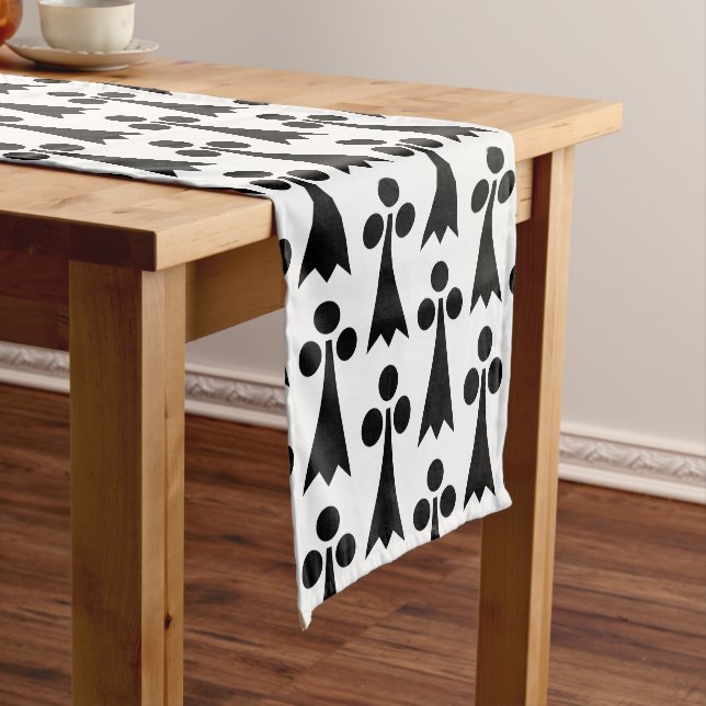Ermine Pattern, mittelalterliches Muster, Schwarz  Kurzer Tischläufer (Beispiel)