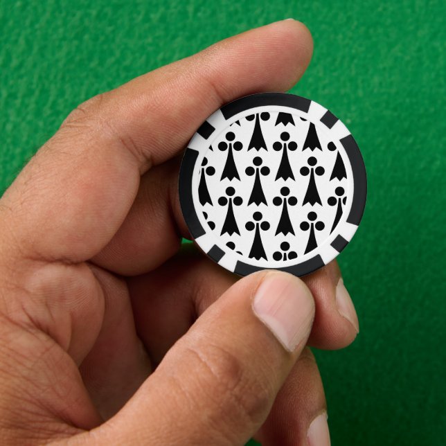 Ermine Pattern, mittelalterliches Muster, Schwarz  Pokerchips (Hand)