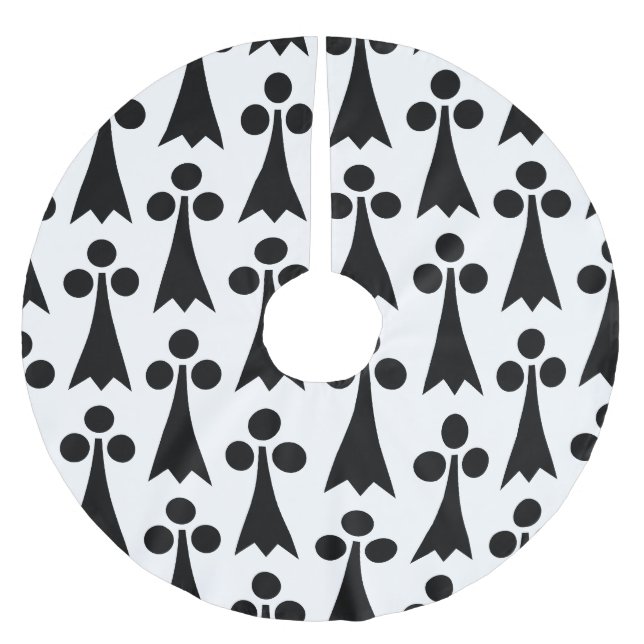 Ermine Pattern, mittelalterliches Muster, Schwarz  Polyester Weihnachtsbaumdecke (Vorderseite)