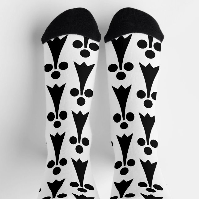 Ermine Pattern, mittelalterliches Muster, Schwarz  Socken (Oben)