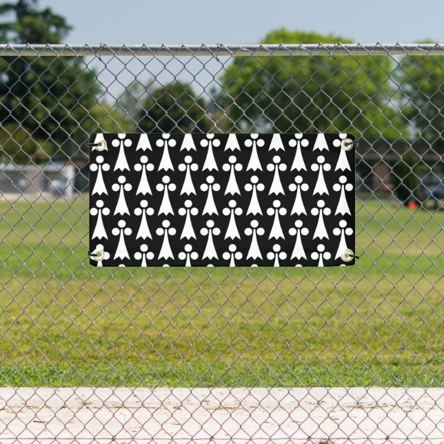 Ermine Pattern, mittelalterliches Muster, weiß auf Banner (Insitu)