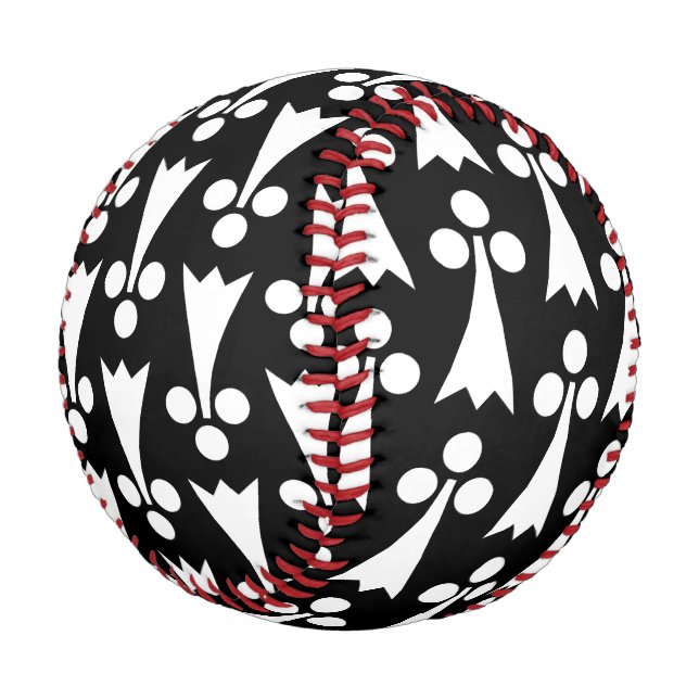 Ermine Pattern, mittelalterliches Muster, weiß auf Baseball (Schrägansicht)
