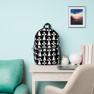 Ermine Pattern, mittelalterliches Muster, weiß auf Bedruckter Rucksack