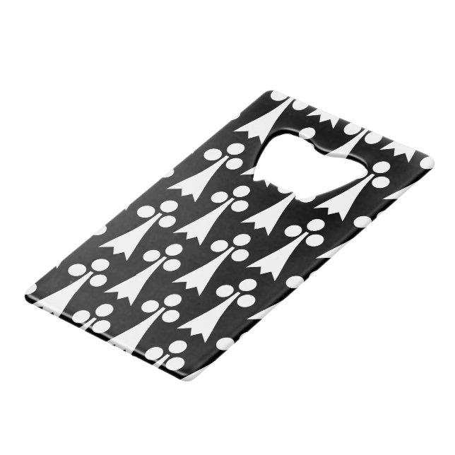 Ermine Pattern, mittelalterliches Muster, weiß auf Geldbeutel Flaschenöffner (Vorderseite Schrägansicht)