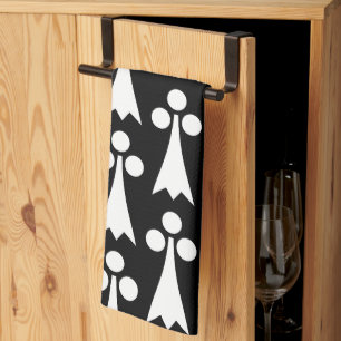 Ermine Pattern, mittelalterliches Muster, weiß auf Geschirrtuch