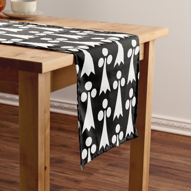 Ermine Pattern, mittelalterliches Muster, weiß auf Kurzer Tischläufer (Beispiel)