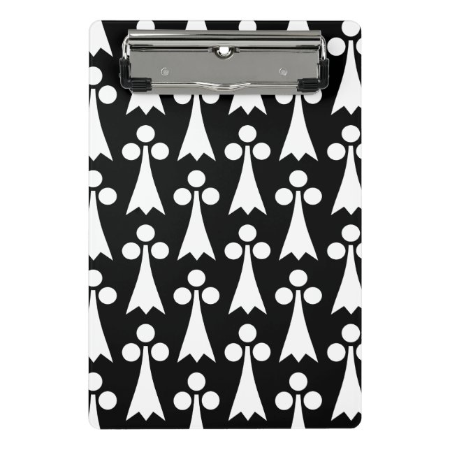 Ermine Pattern, mittelalterliches Muster, weiß auf Mini Klemmbrett (Vorderseite)