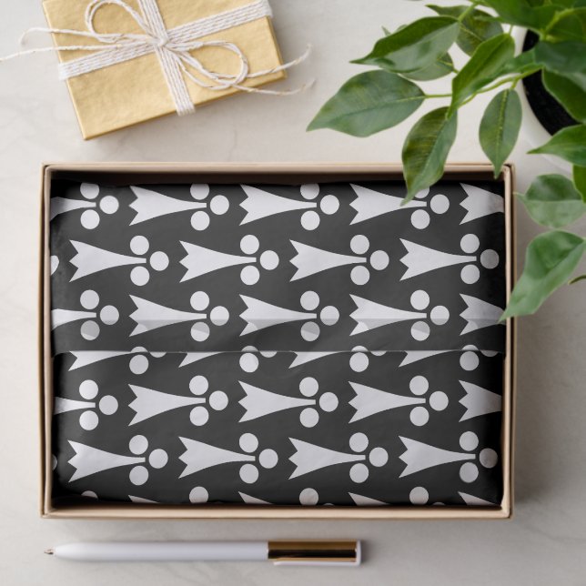 Ermine Pattern, mittelalterliches Muster, weiß auf Seidenpapier (Geschenk)
