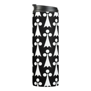 Ermine Pattern, mittelalterliches Muster, weiß auf Thermosbecher