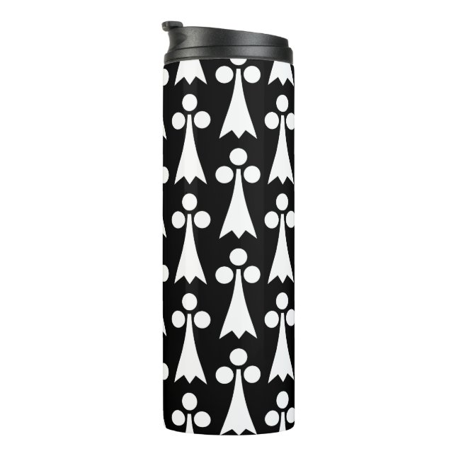 Ermine Pattern, mittelalterliches Muster, weiß auf Thermosbecher (Nach rechts gedreht)