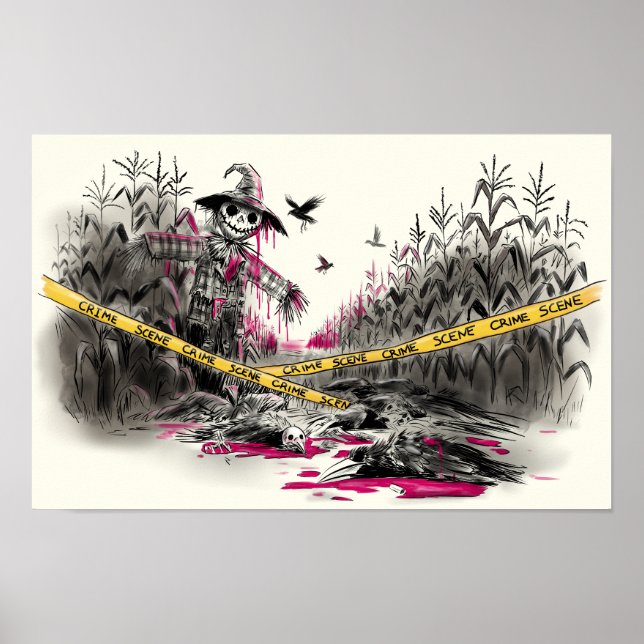 Ermordung von Krähen Illustration Poster (Vorne)