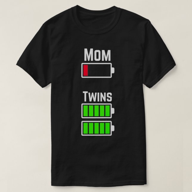 Ermüdete doppelte Mama, geringe Batterieladung Pre T-Shirt (Design vorne)