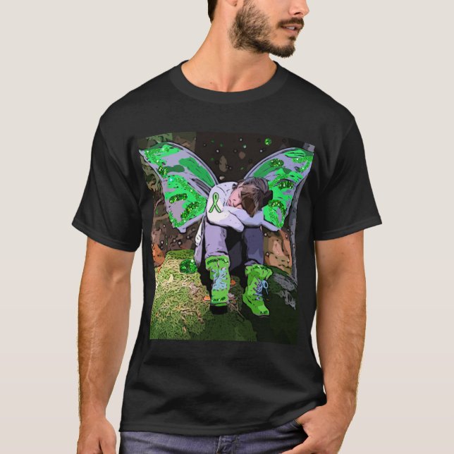 Ermüdete Lyme-Krankheit Krieger mit Angel-Wings-Ze T-Shirt (Vorderseite)
