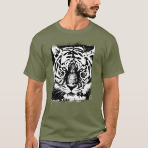 Ermüdung Grün Pop Art Tiger Head Modern T-Shirt