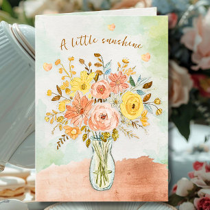 Ermutigende Sonnenblumen-Blumen mit sanfter Wasser Karte