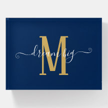 Ermutigende Zitat Traum Big Monogram Navy Gold