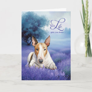 Ermutigung Bull Terrier Hund Lavendelwiese Karte