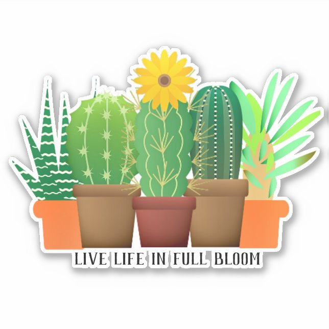 Ermutigung Cactus Custom-Cut Vinyl Sticker (Vorderseite)