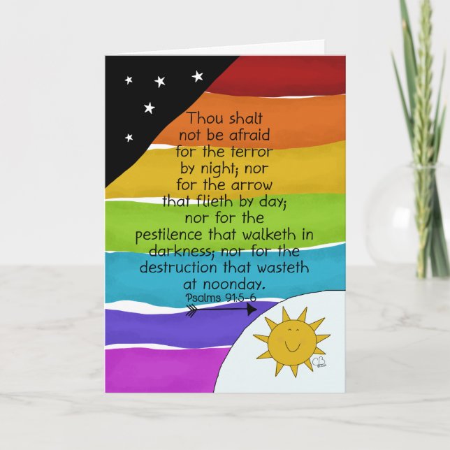 Ermutigung, Covid-19-Virus, Regenbogen, Psalmen 91 Karte (Vorderseite)
