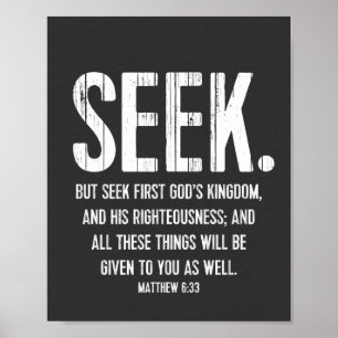 Ermutigung der Bibel, Schrift Matthew 6:33 Poster