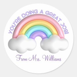 Ermutigung eines farbenfrohen niedlichen Regenboge Runder Aufkleber