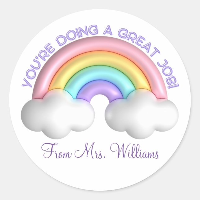 Ermutigung eines farbenfrohen niedlichen Regenboge Runder Aufkleber (Vorderseite)