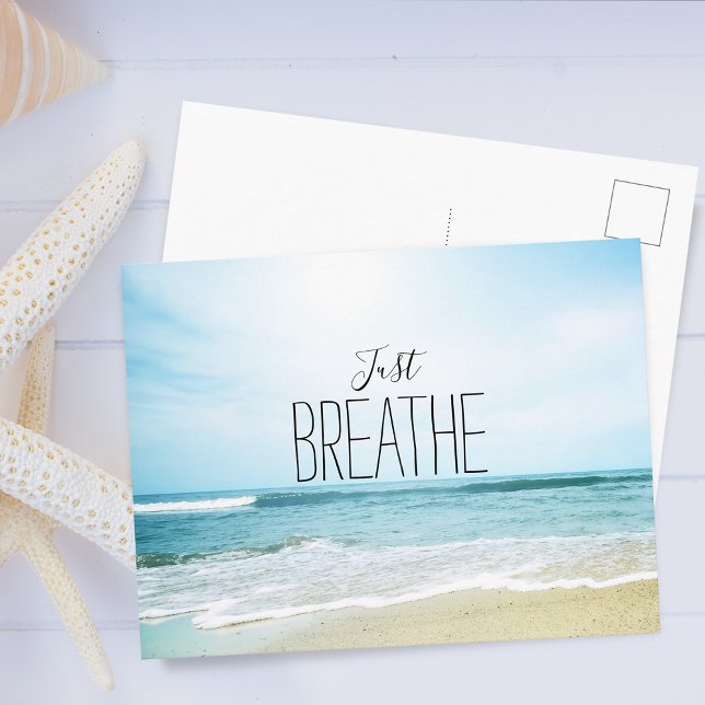 Ermutigung einfach am Strand atmen Postkarte (Encouragement Just Breathe at the Beach Postcard)