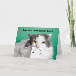 Ermutigung Funny Cat mit Frown Feiertagskarte