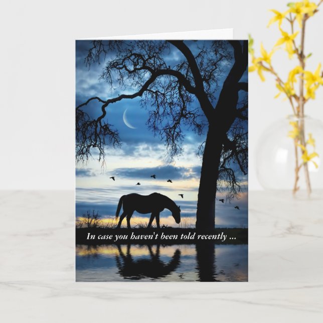 Ermutigung schön mit Pferd und Mond Karte (Gelbe Blume)