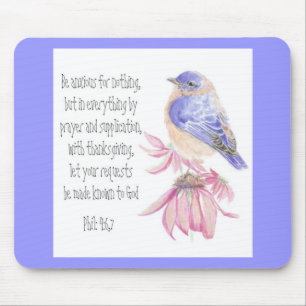 Ermutigung, Schrift, fröhlicher Bluebird Mousepad