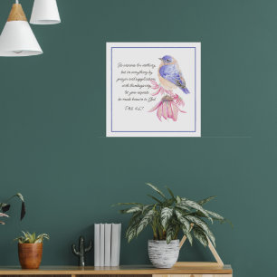 Ermutigung, Schrift Phil 5:6 Blaumerle, Poster